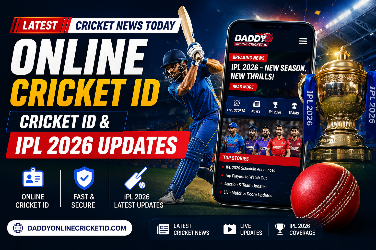Read more about the article Latest Cricket News Today: Online Cricket ID, Cricket ID & IPL 2026 Updates
