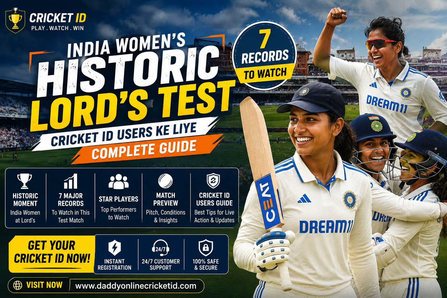 Read more about the article India Women’s Historic Lord’s Test: 7 Records to Watch | Cricket ID Complete Guide