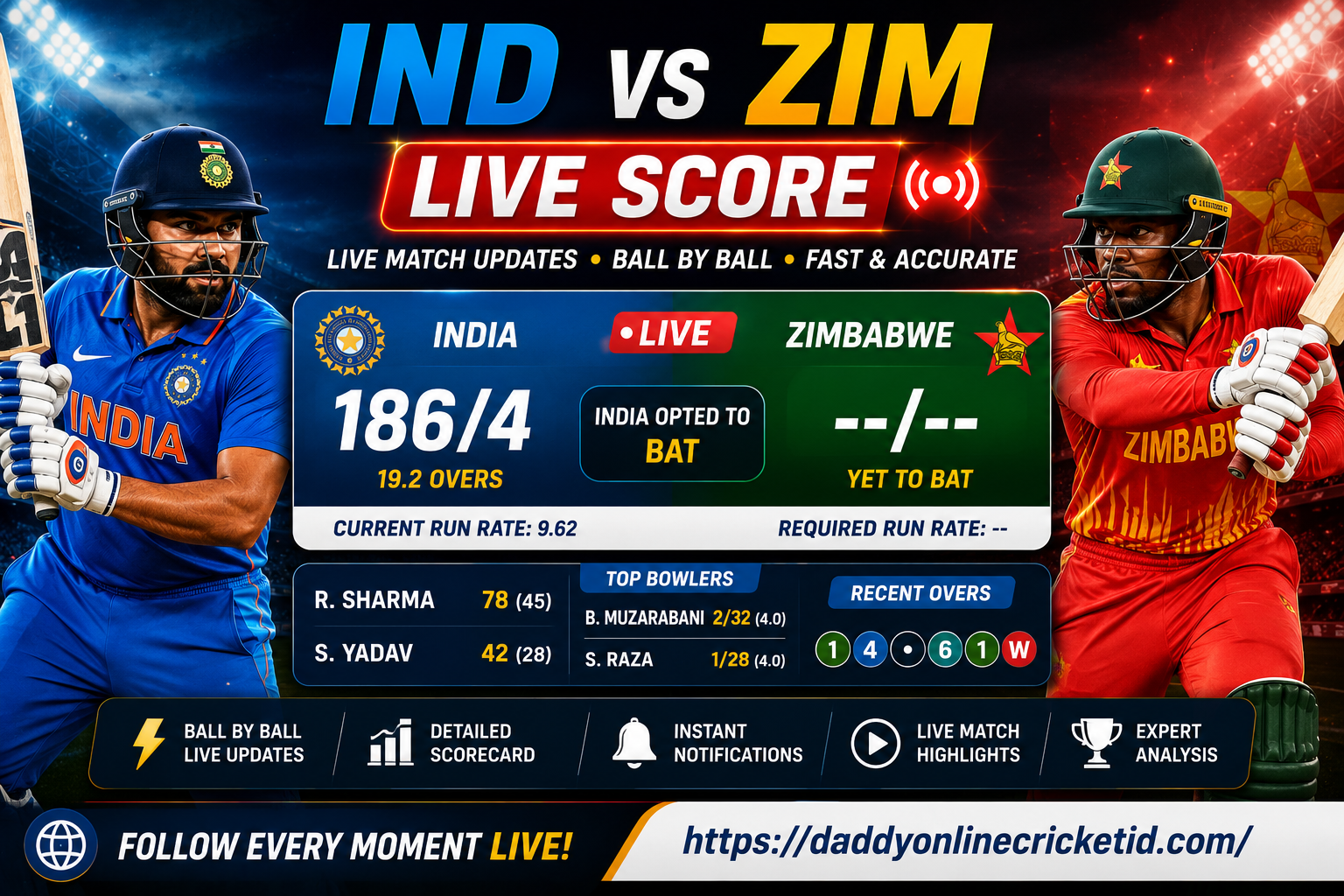 IND vs ZIM Live Score