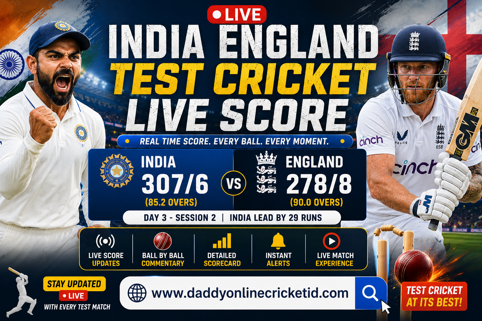 India England Test Cricket Live Score