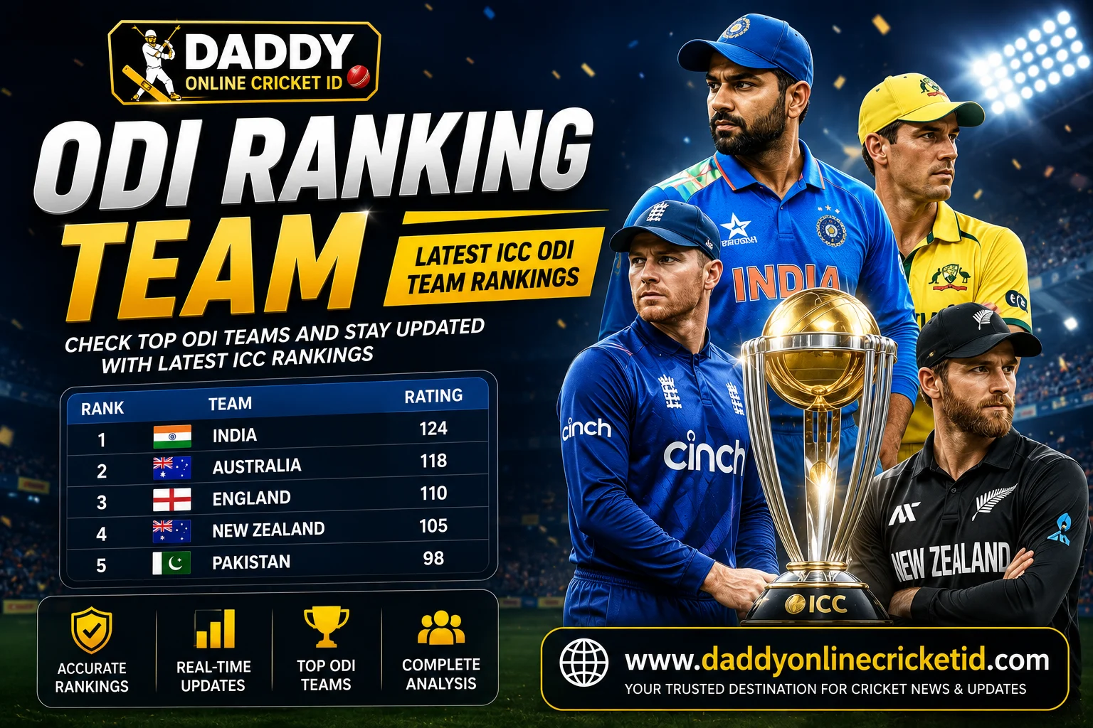 Read more about the article ODI Ranking Team: ICC ODI Rankings Ko Samjhein with Cricket ID