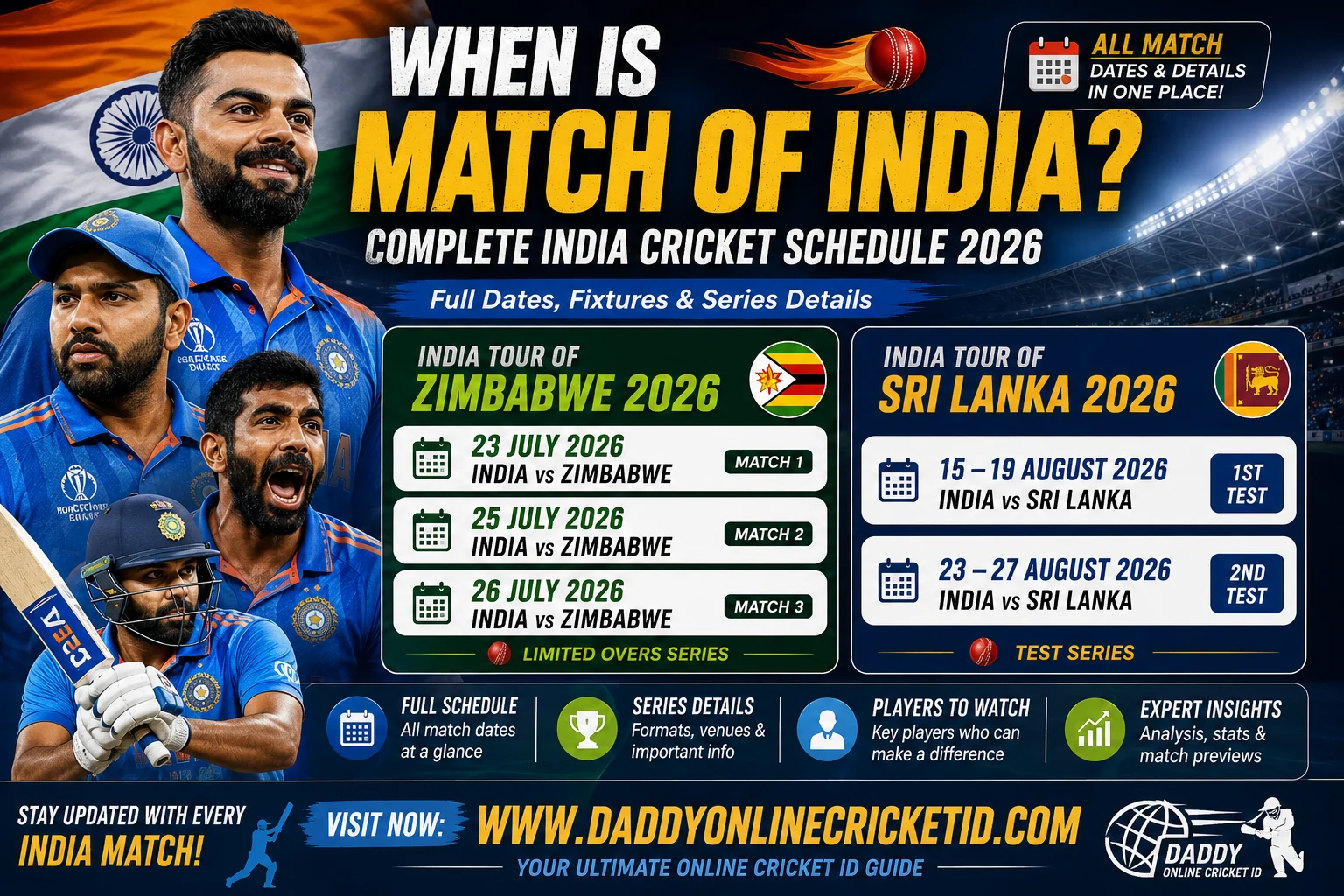 Read more about the article When Is Match of India? Complete India Cricket Schedule 2026