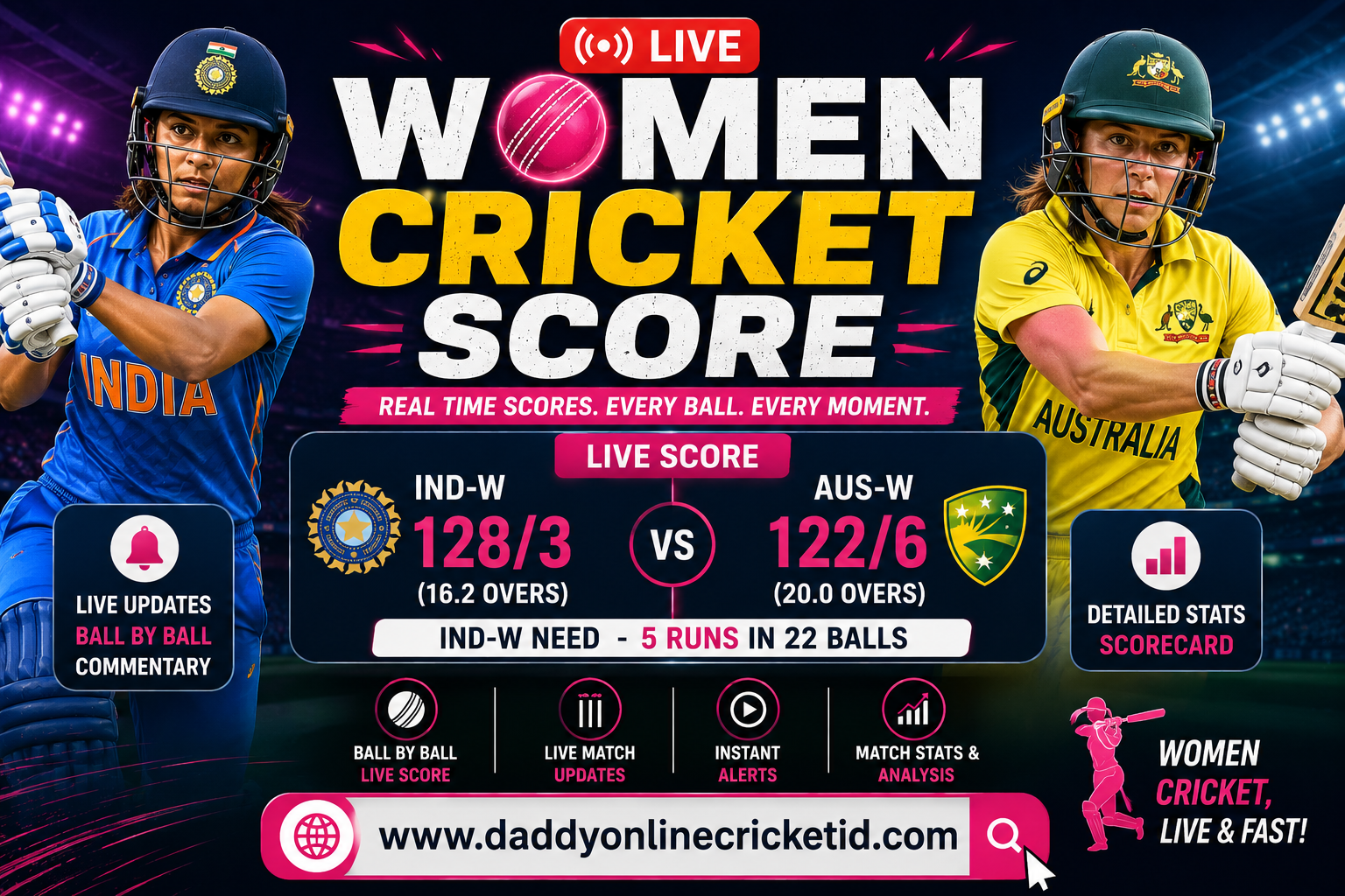 live women cricket score