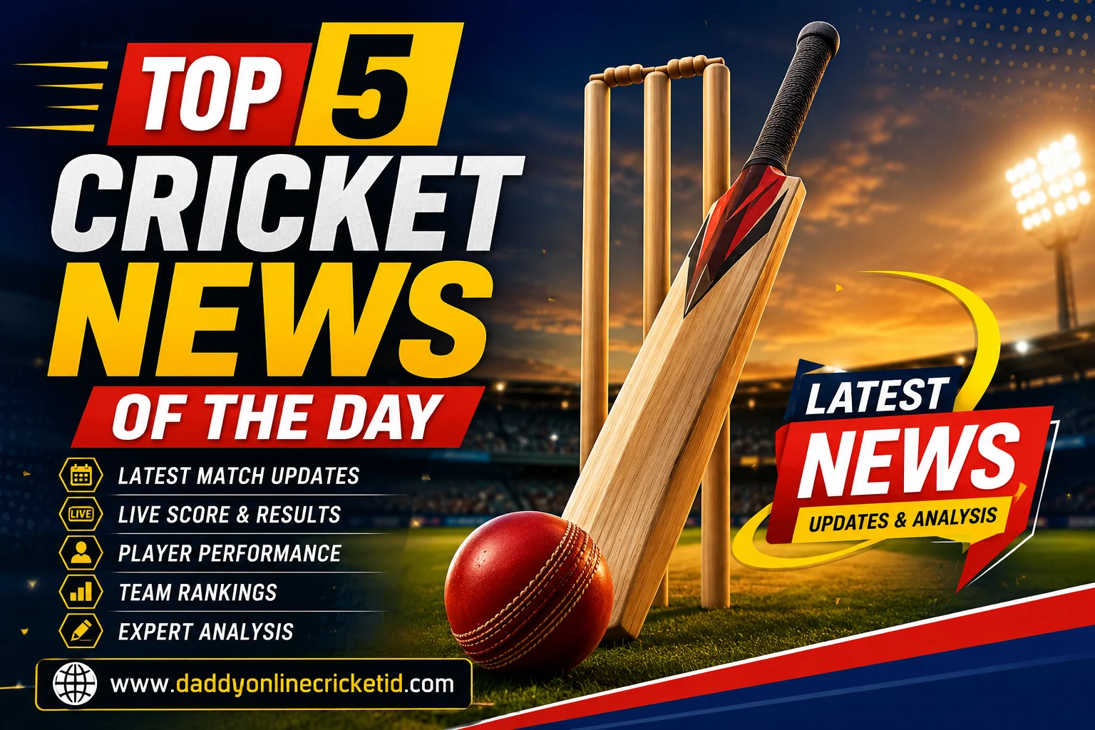 Read more about the article Top 5 Cricket News of the Day: Latest Match Updates & Analysis